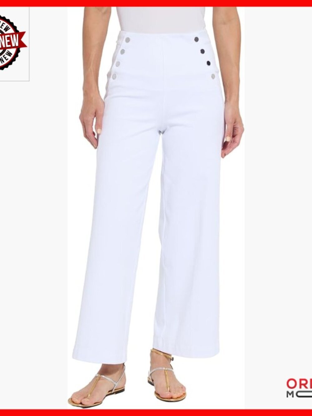 High Waist Wide Leg Denim Sailor Pants with Stretch Fabric